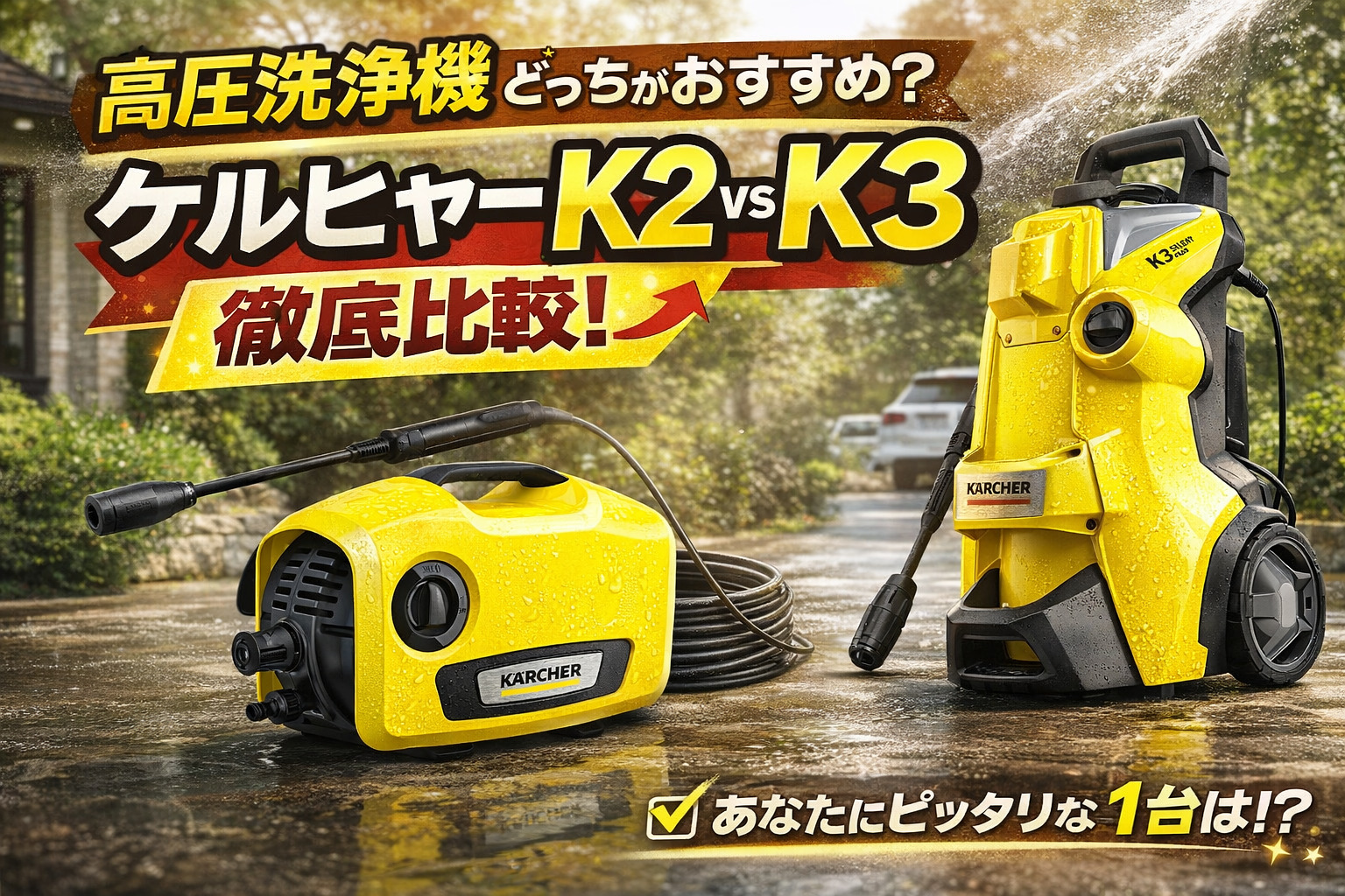 ケルヒャーK2とK3の違いを徹底比較｜ベランダ＆外構ではどっち？
