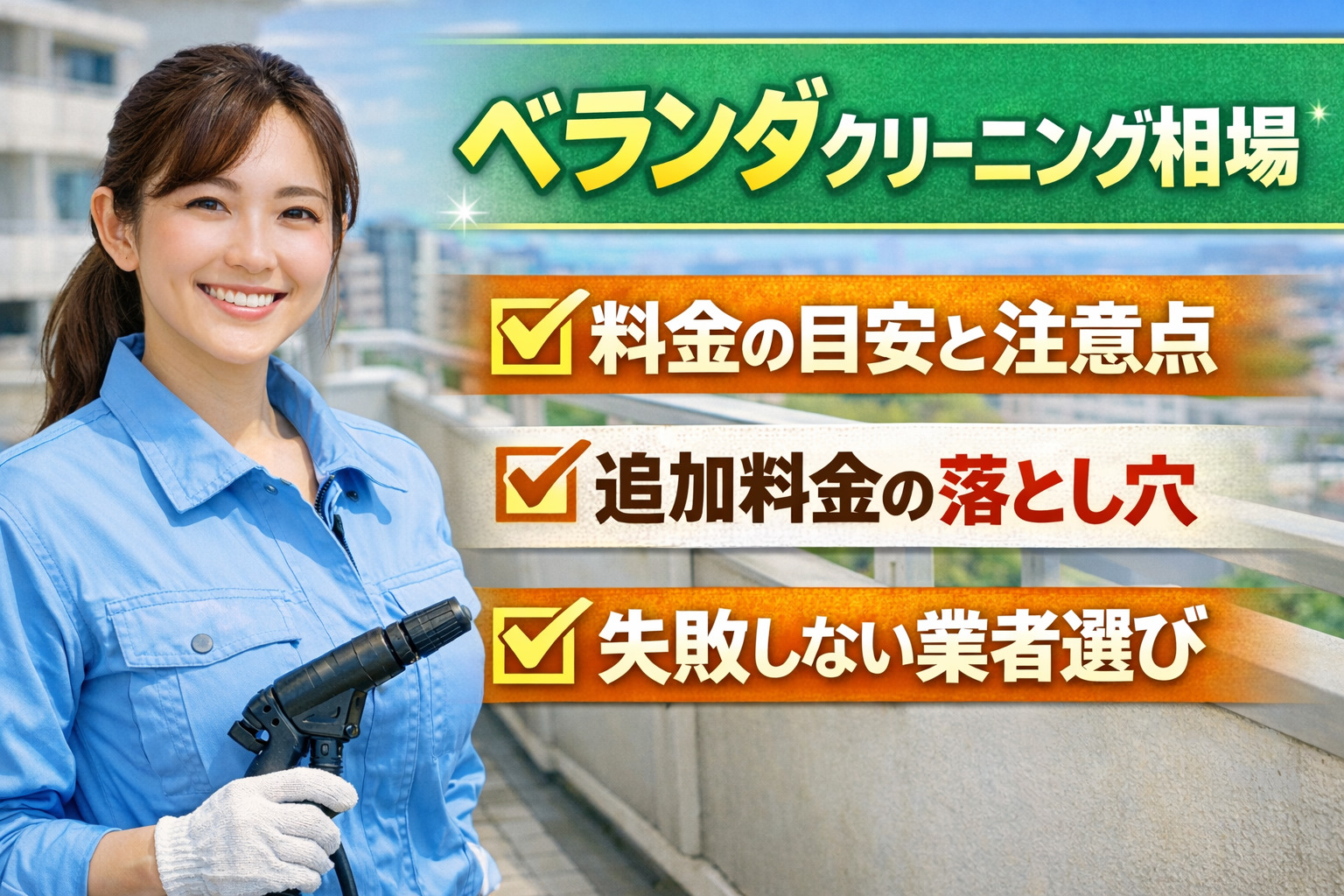 ベランダクリーニングの相場は？料金の目安と失敗しない業者選びのコツ