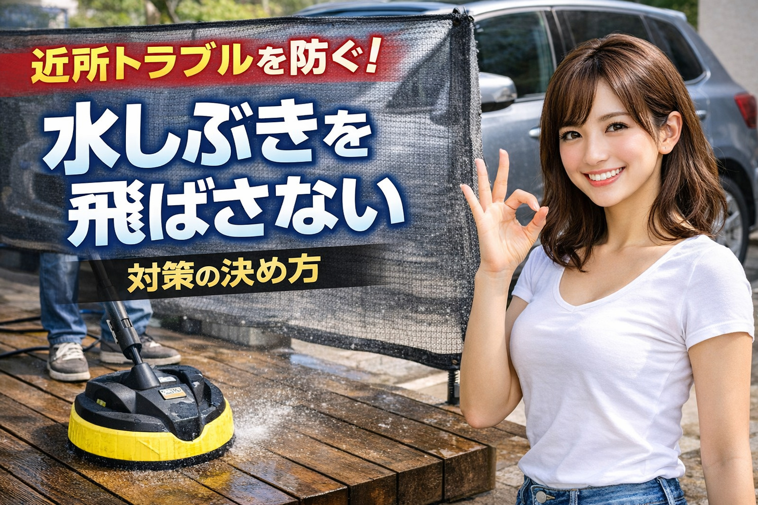 高圧洗浄機の水しぶきで迷惑をかけない方法3選｜道具・養生・使わない