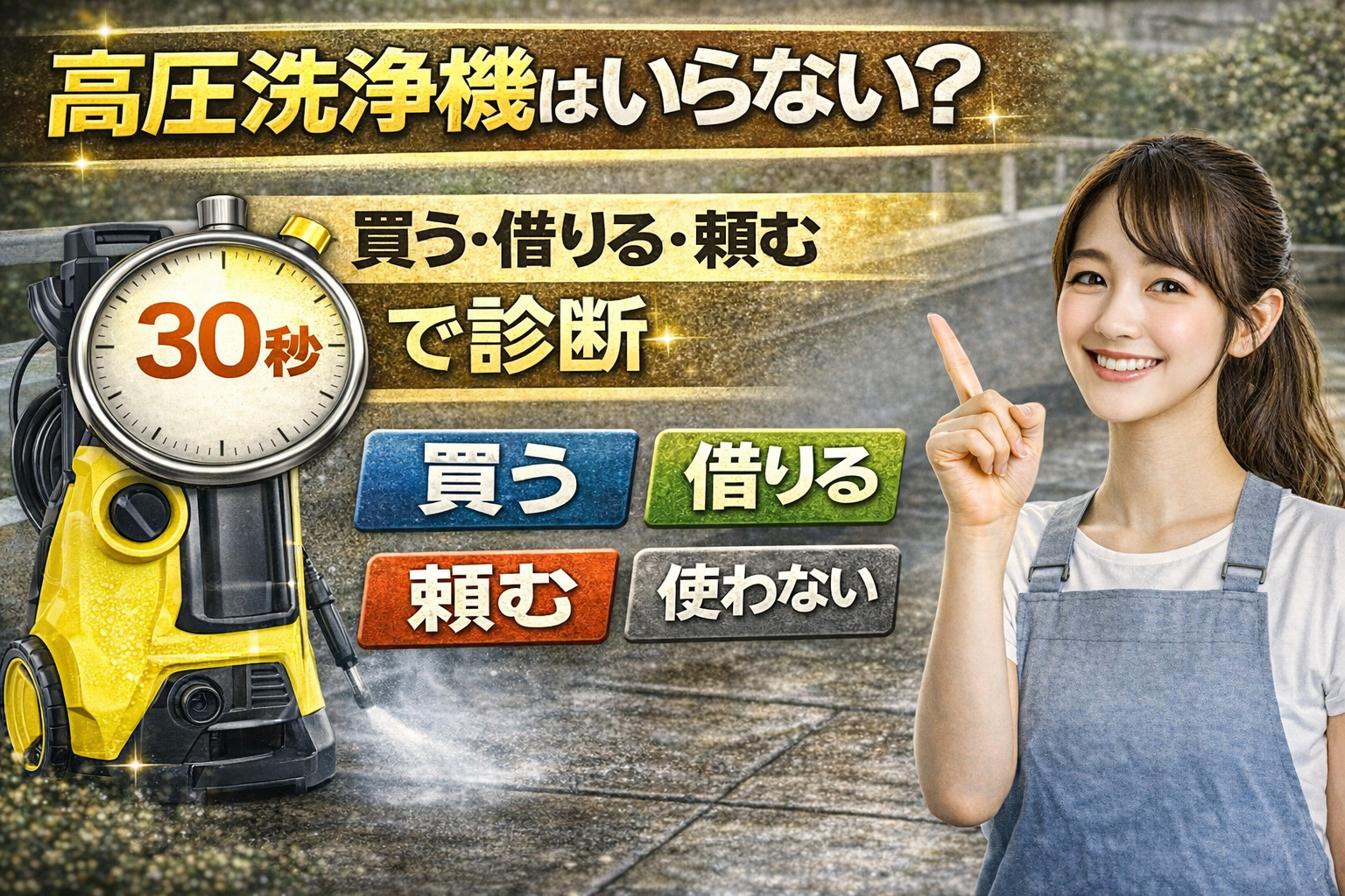 高圧洗浄機はいらない？買う・借りる・頼む・使わないを30秒で診断