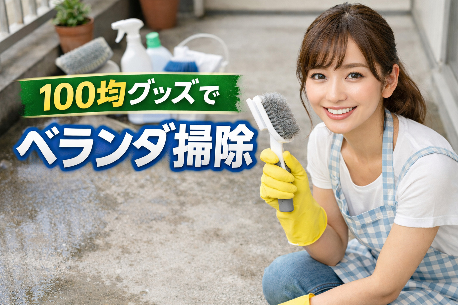 100均グッズでベランダ掃除｜水を流さない手順と道具7点